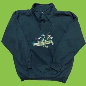 Saskatchewan Canada Vintage Cowl Neck Sweatshirt Black Embroidered Women's M